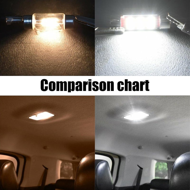 Vrasly 14 pcs F250 F350 White Interior LED Lights Replacement Bulbs for 1999-2016 Ford F-250 F-350 Super Duty 6000K Interior LED Lighting Package, Map Lights+Dome Lights+Cargo Lights+License Plate Lights - Image 4